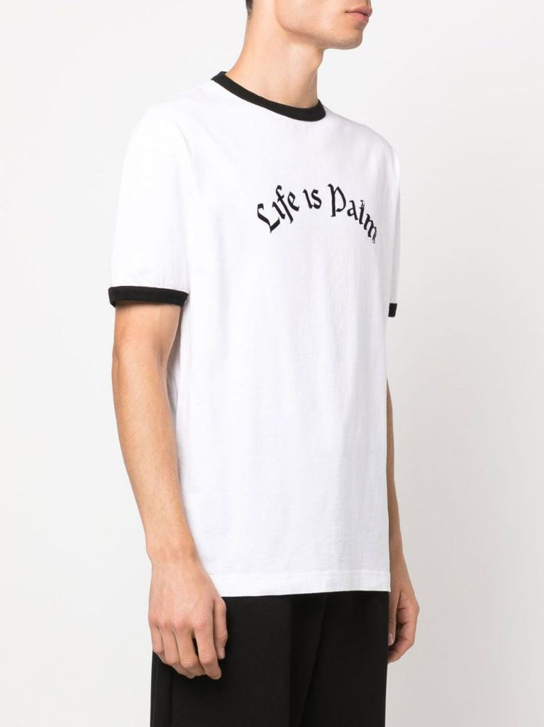 White Life Is Palm Cotton T-shirt