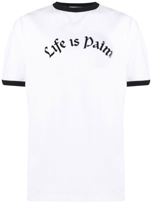 White Life Is Palm Cotton T-shirt