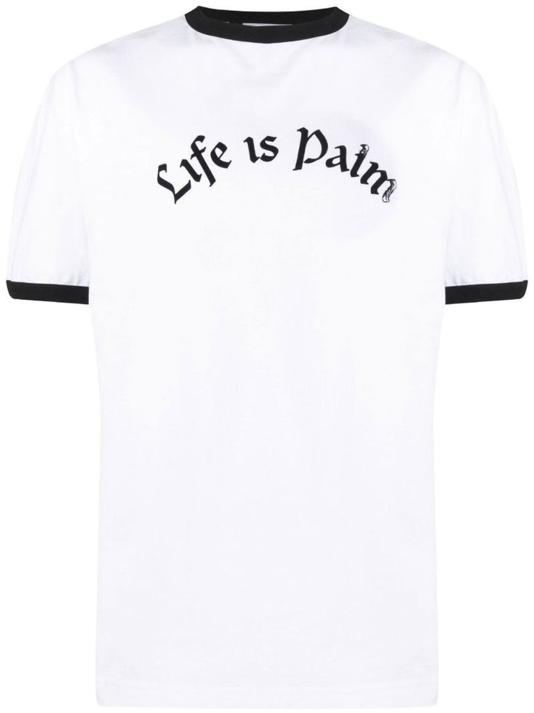 White Life Is Palm Cotton T-shirt