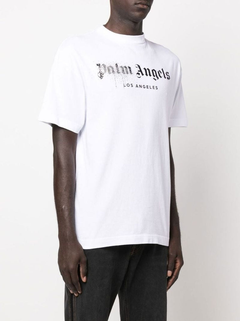 White Logo Print Cotton T-shirt