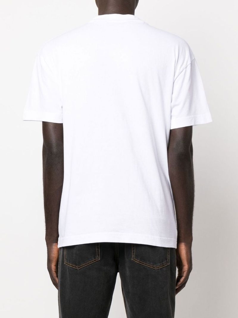 White Logo Print Cotton T-shirt
