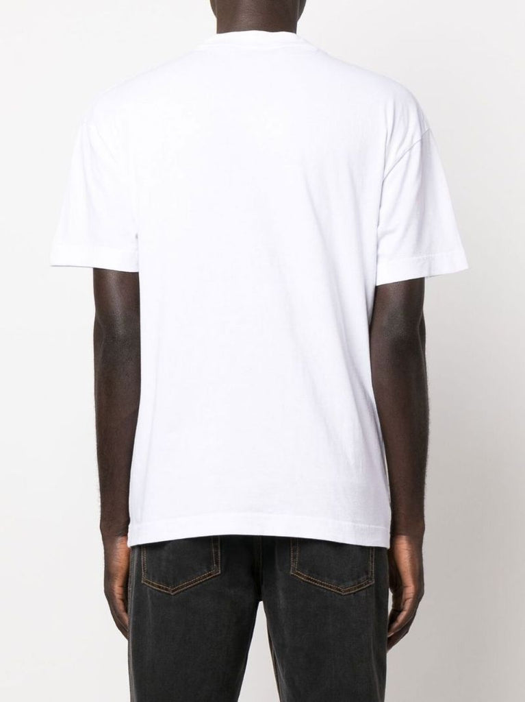 White Logo Print Cotton T-shirt