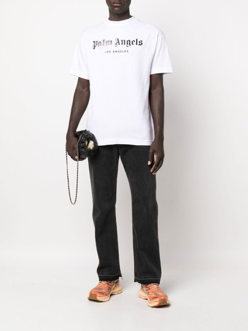 White Logo Print Cotton T-shirt