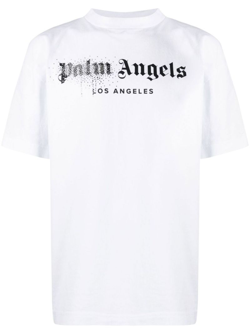 White Logo Print Cotton T-shirt
