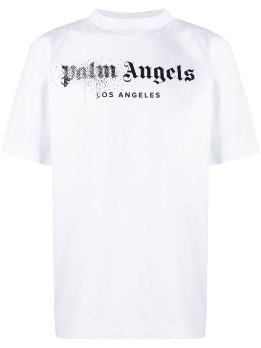 White Logo Print Cotton T-shirt