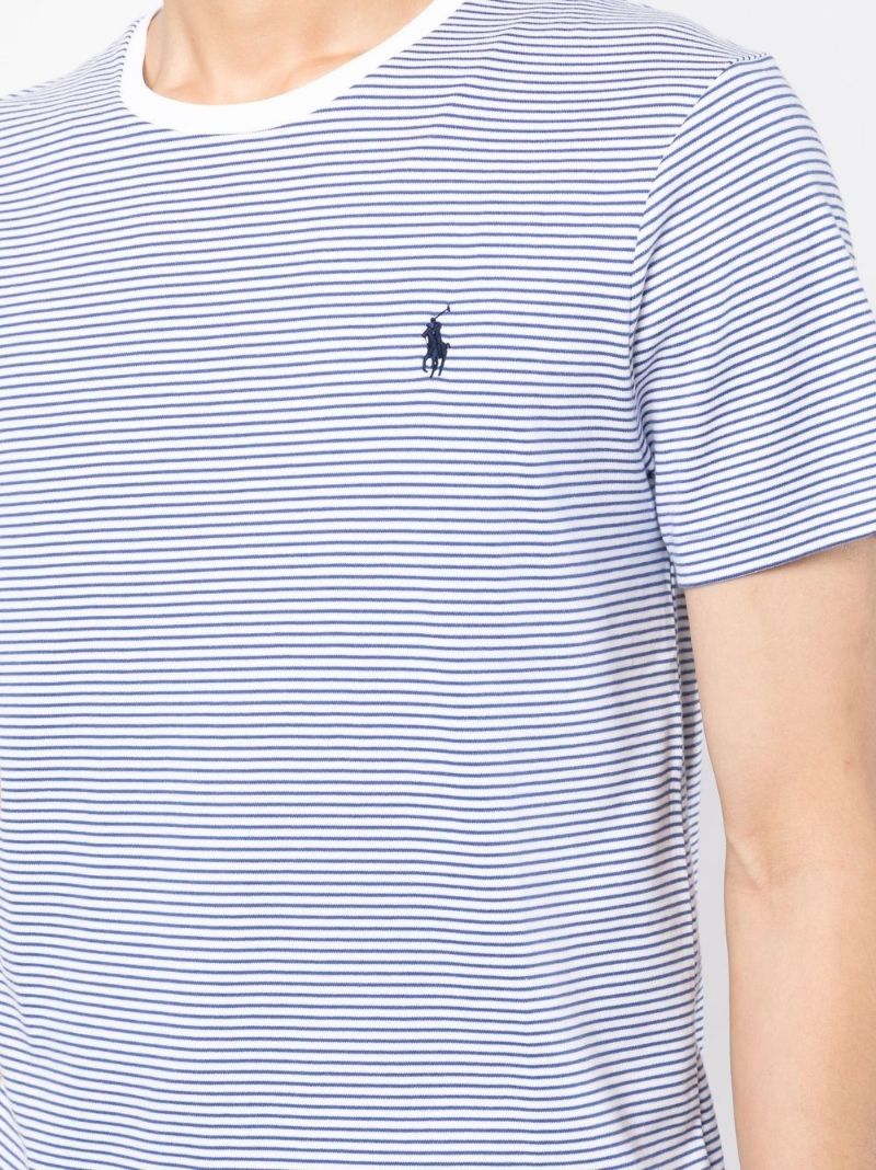 White Logo Striped Cotton T-shirt
