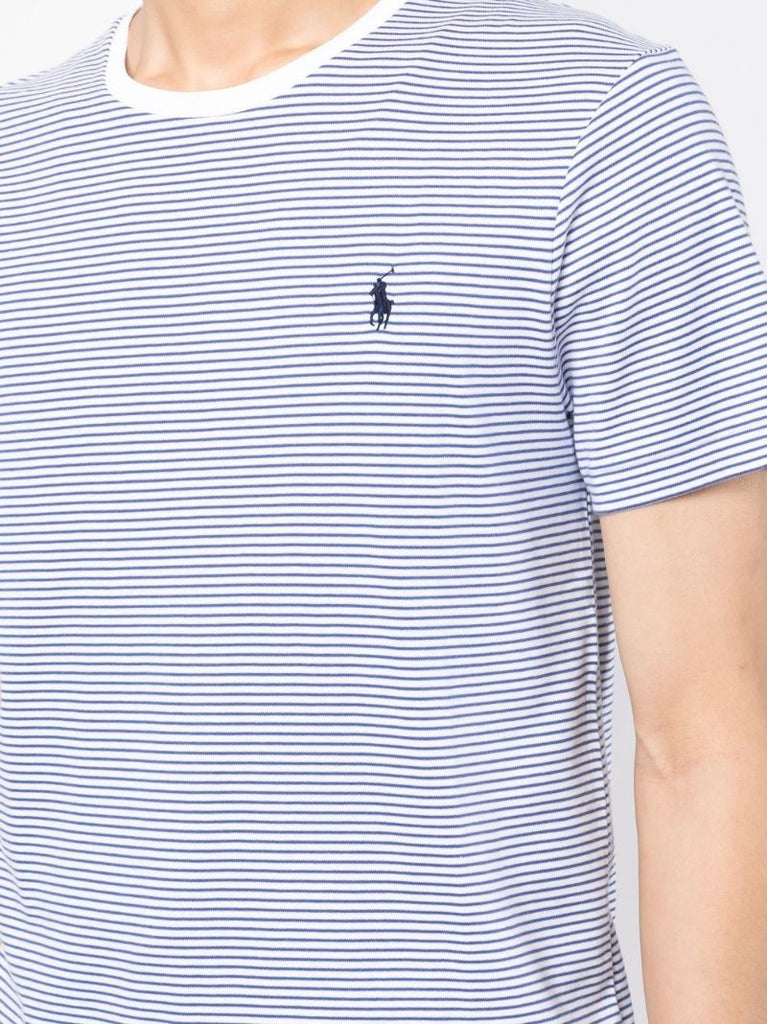 White Logo Striped Cotton T-shirt