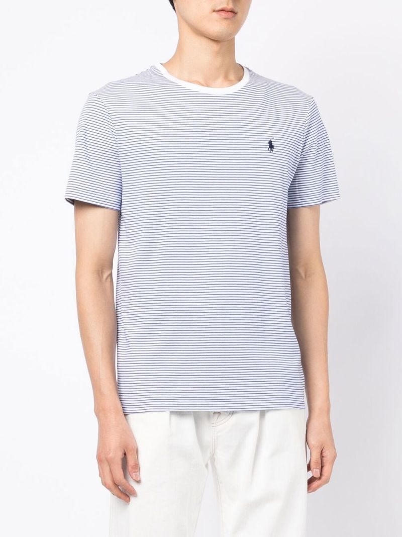 White Logo Striped Cotton T-shirt