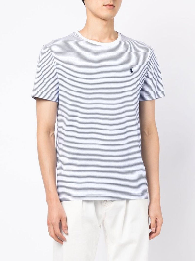 White Logo Striped Cotton T-shirt