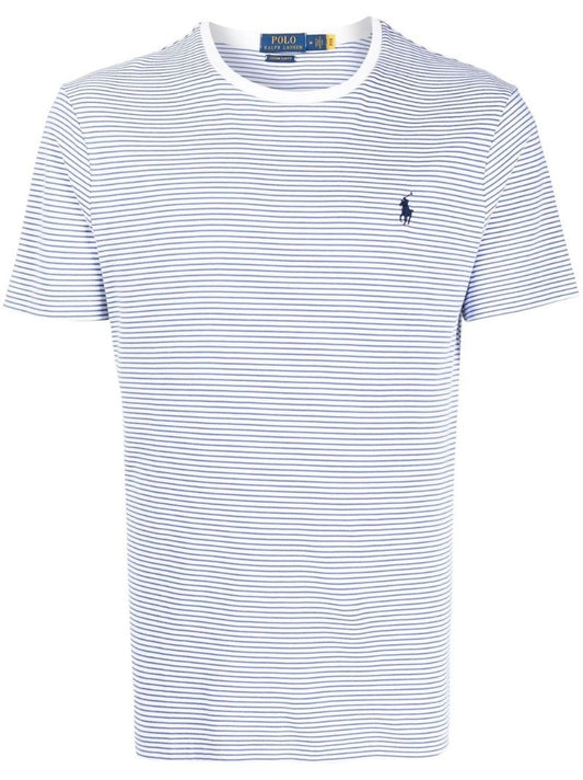White Logo Striped Cotton T-shirt