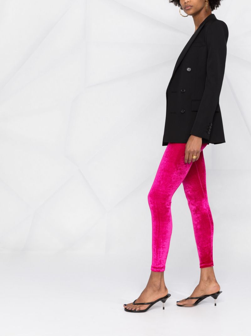 Pink Logo Waistband Velvet Leggings