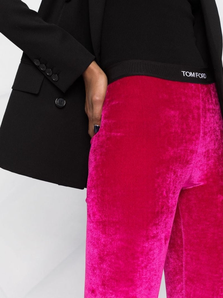 Pink Logo Waistband Velvet Leggings