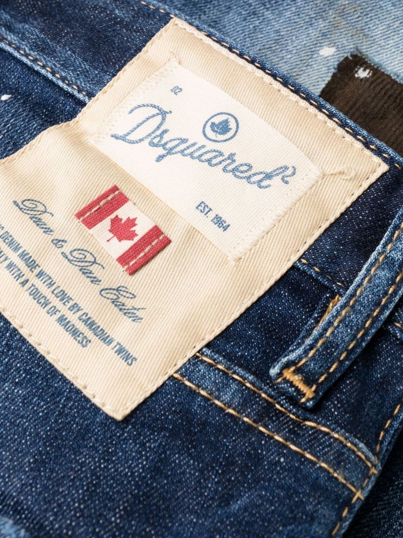 Blue Dark Knee Patch Distressed Jeans