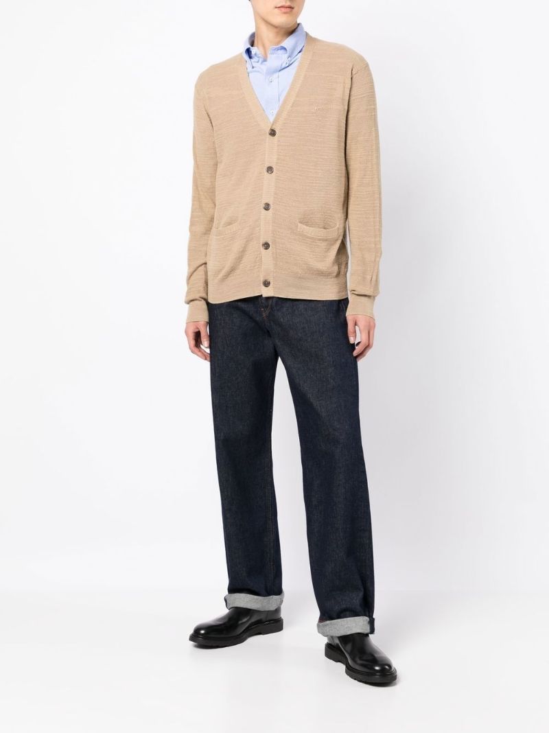 Brown V-neck Cotton Cardigan