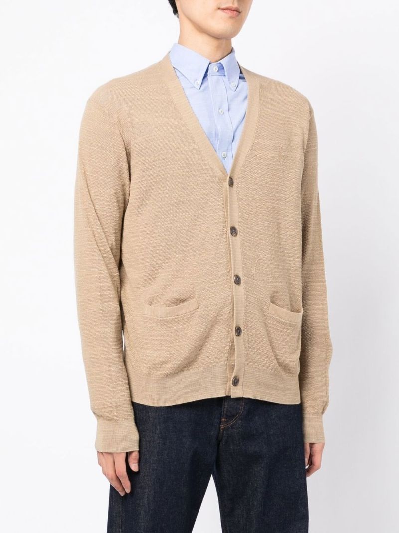 Brown V-neck Cotton Cardigan