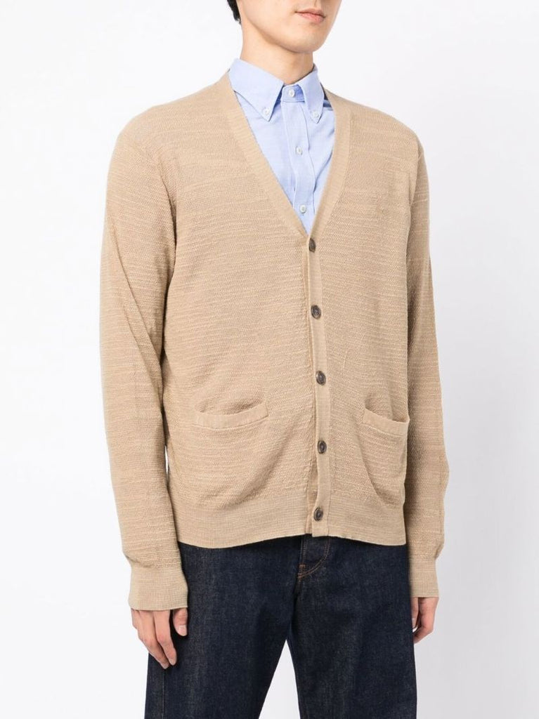 Brown V-neck Cotton Cardigan