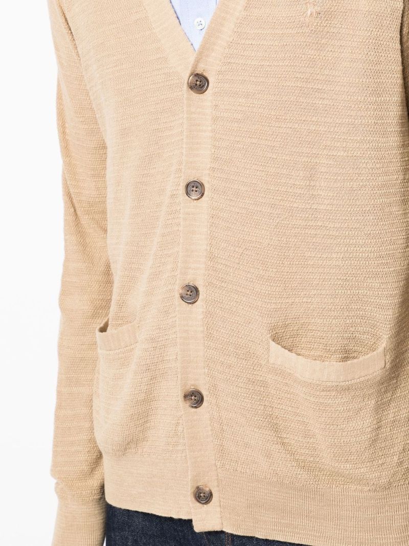 Brown V-neck Cotton Cardigan