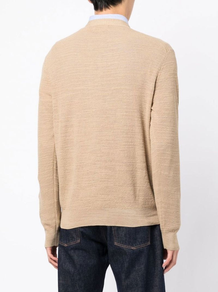 Brown V-neck Cotton Cardigan