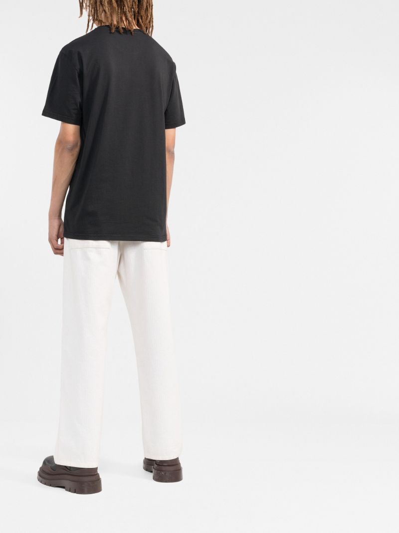 Black Varsity Logo Print Cotton T-shirt