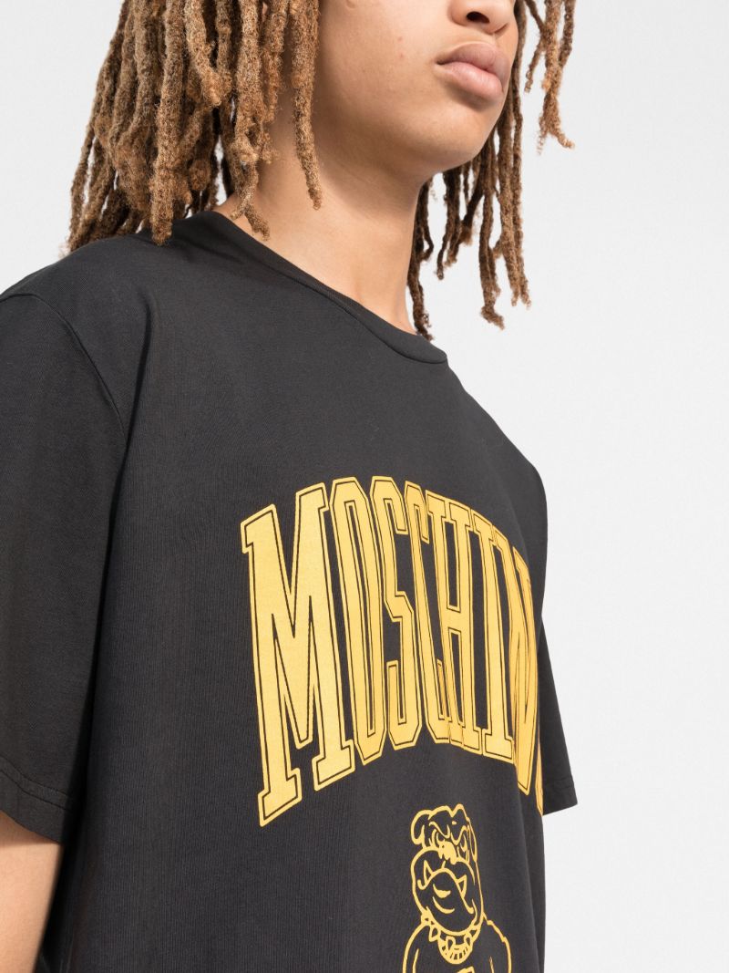 Black Varsity Logo Print Cotton T-shirt