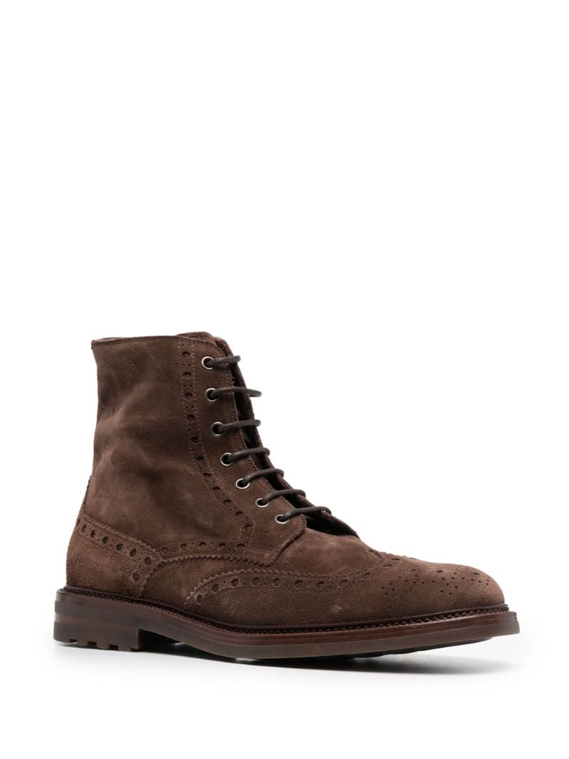 Brown Brogue Detail Suede Ankle Boots
