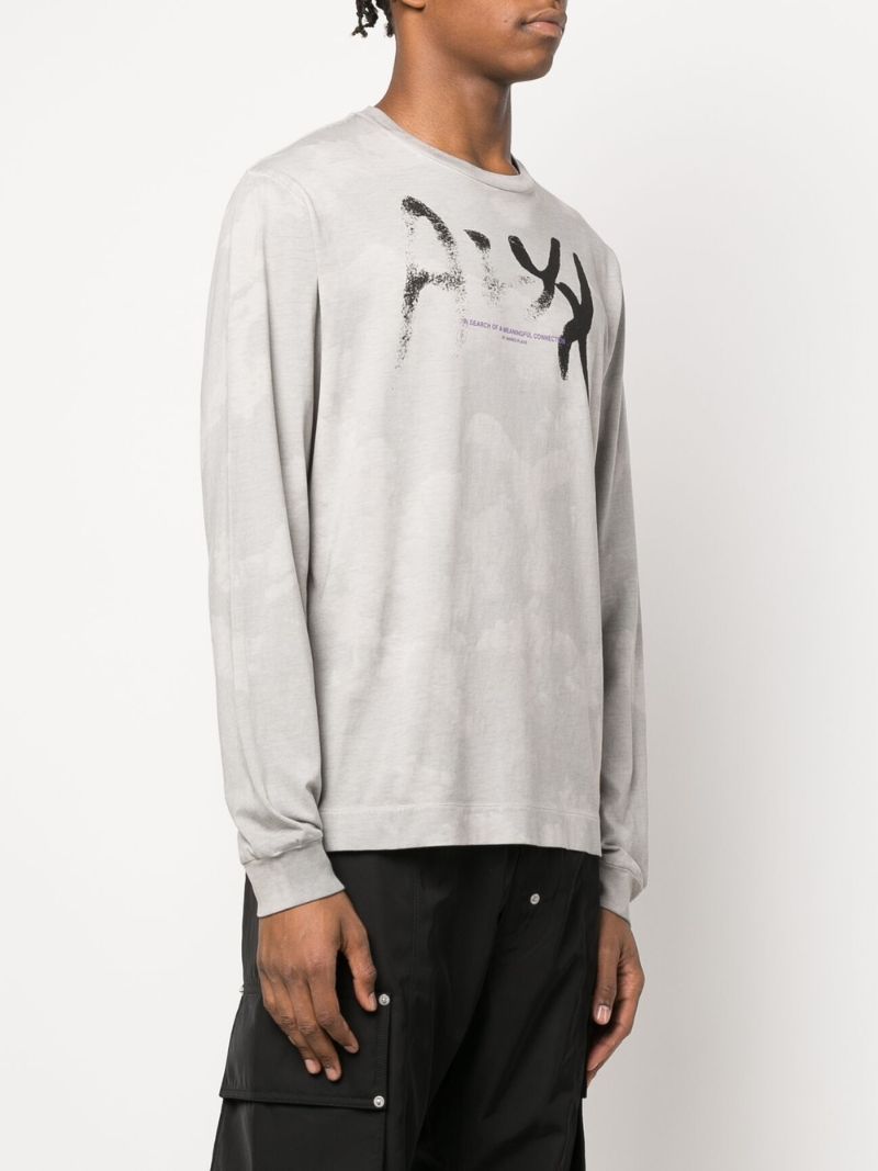 Grey Meaningful Connection Long Sleeved Cotton T-shirt