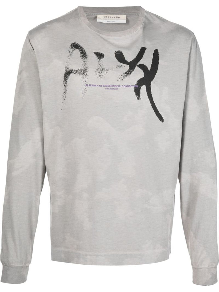 Grey Meaningful Connection Long Sleeved Cotton T-shirt