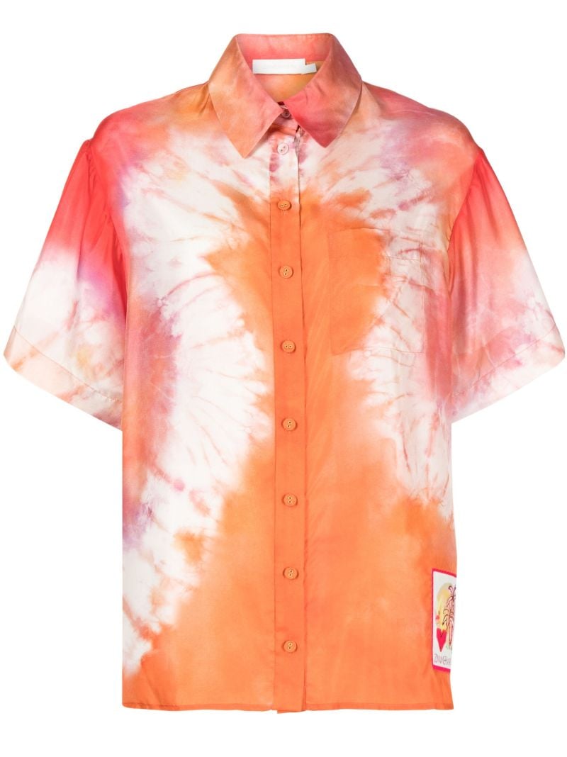 Orange Violet Tie-dye Silk Shirt