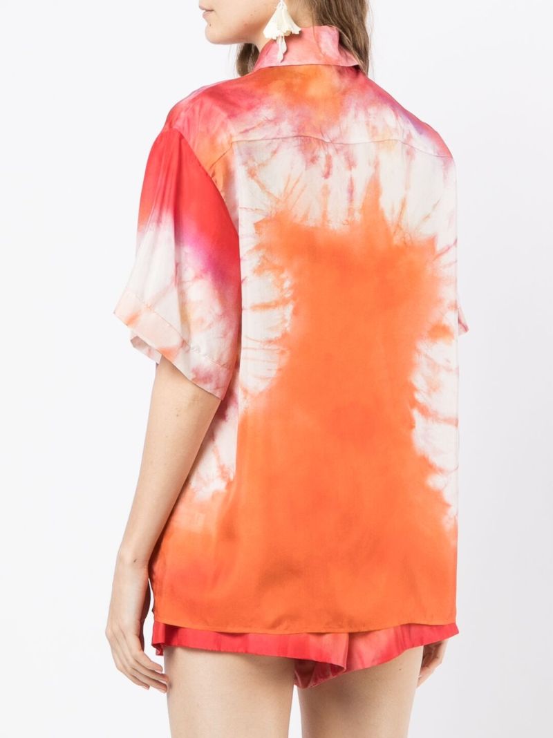 Orange Violet Tie-dye Silk Shirt