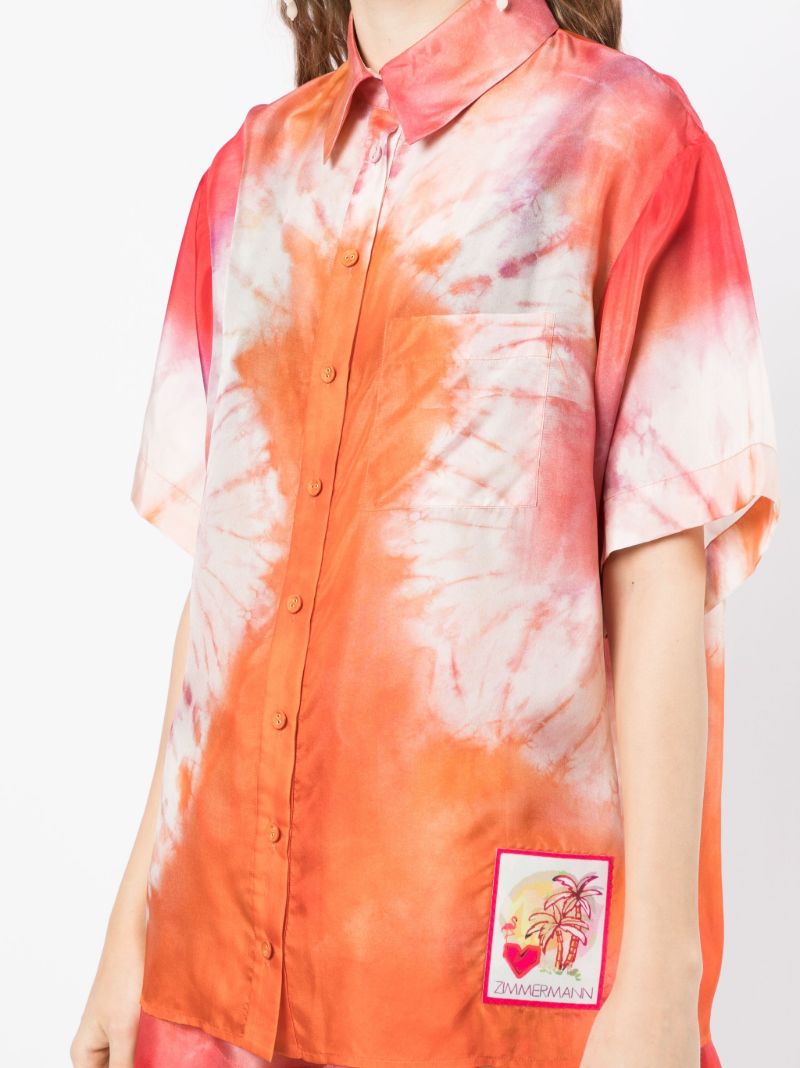 Orange Violet Tie-dye Silk Shirt