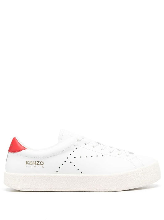 White Kenzoswing Low-top Leather Sneakers