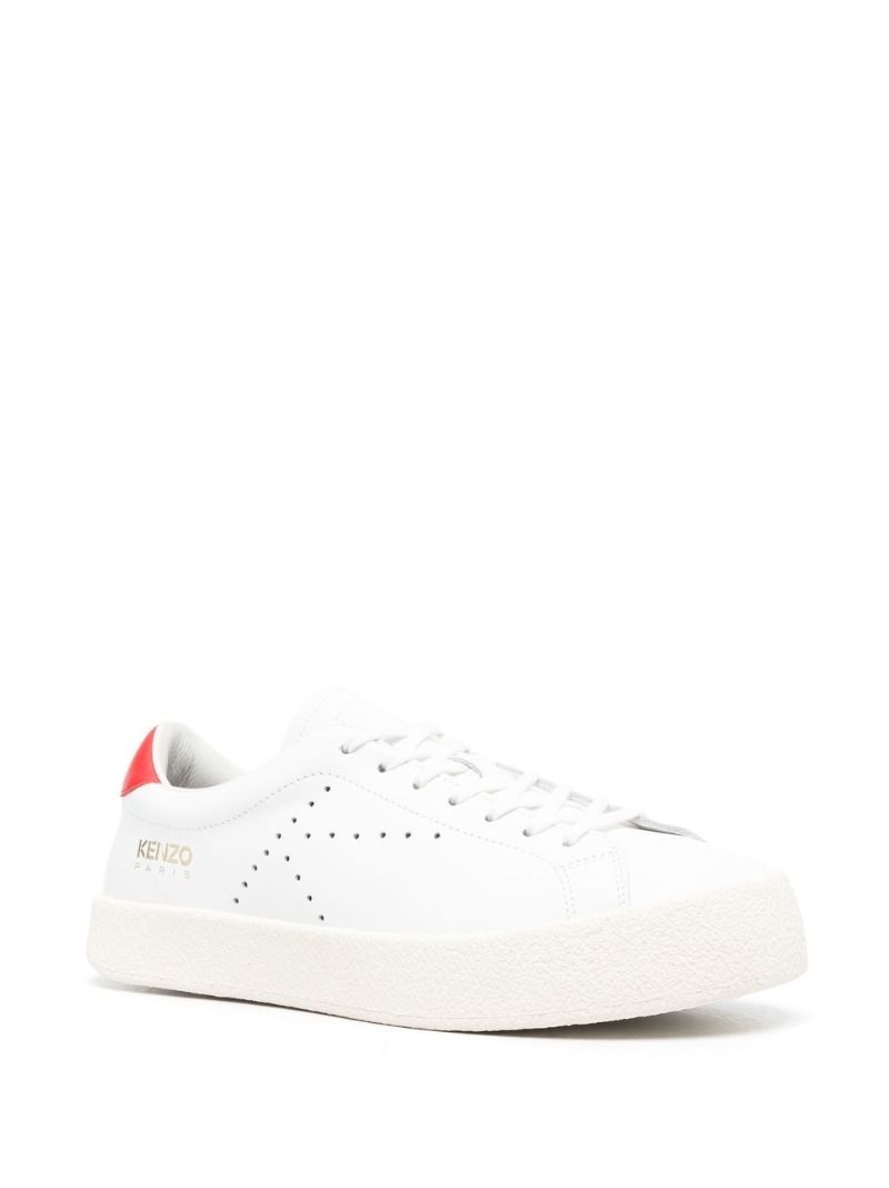 White Kenzoswing Low-top Leather Sneakers