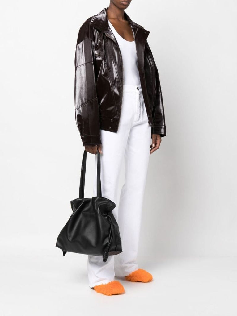 Black Flamenco Leather Shoulder Bag