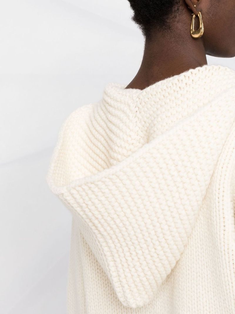 White Triomphe Embroidery Wool Sweater