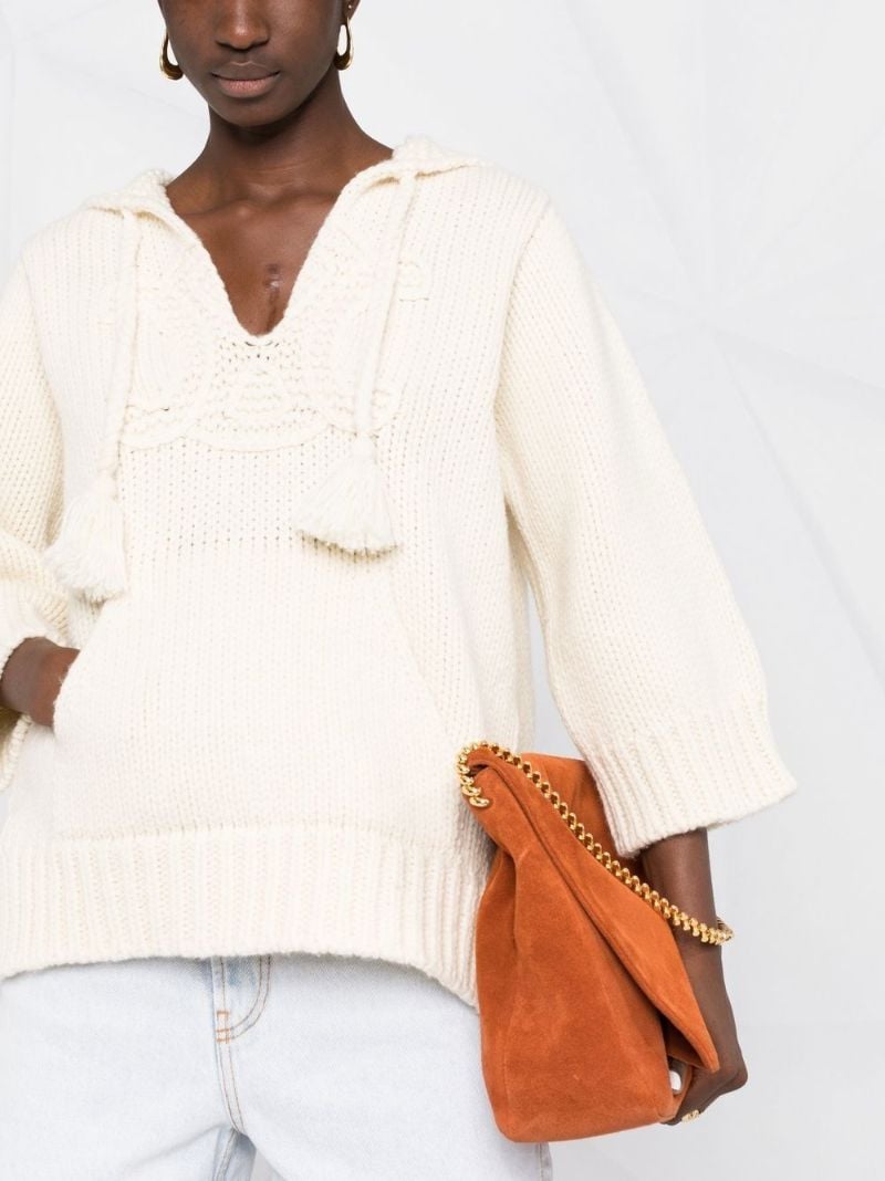 White Triomphe Embroidery Wool Sweater