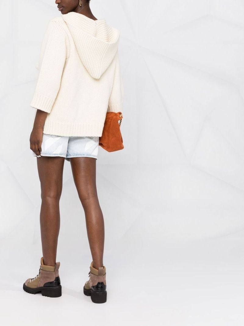 White Triomphe Embroidery Wool Sweater