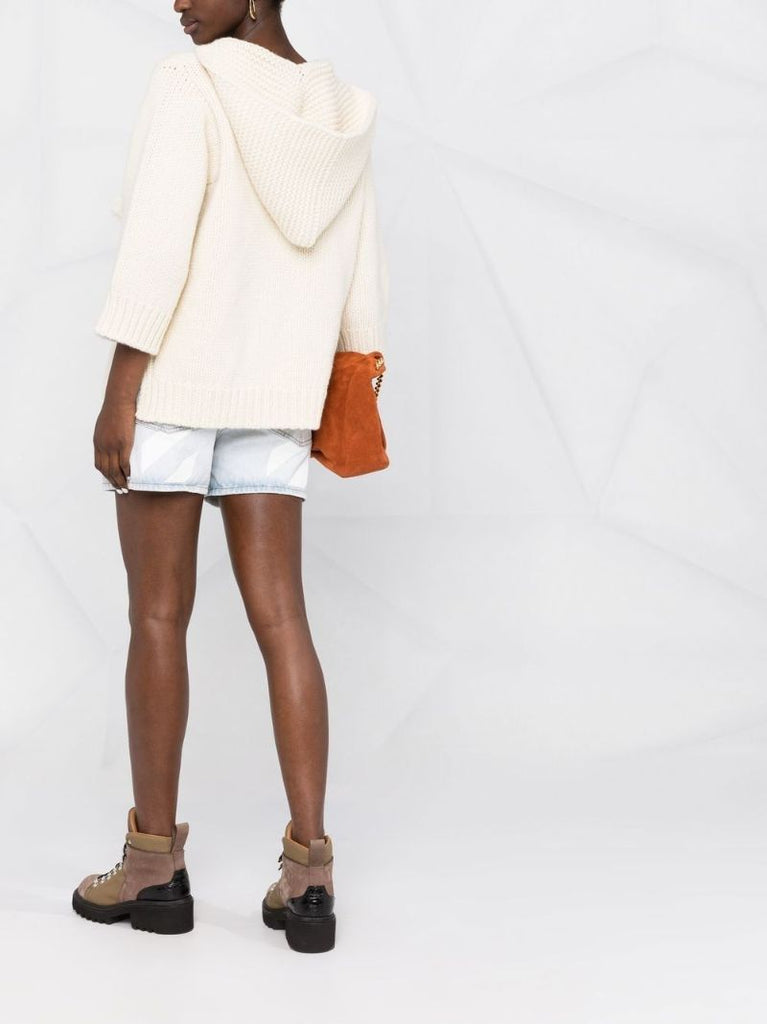 White Triomphe Embroidery Wool Sweater