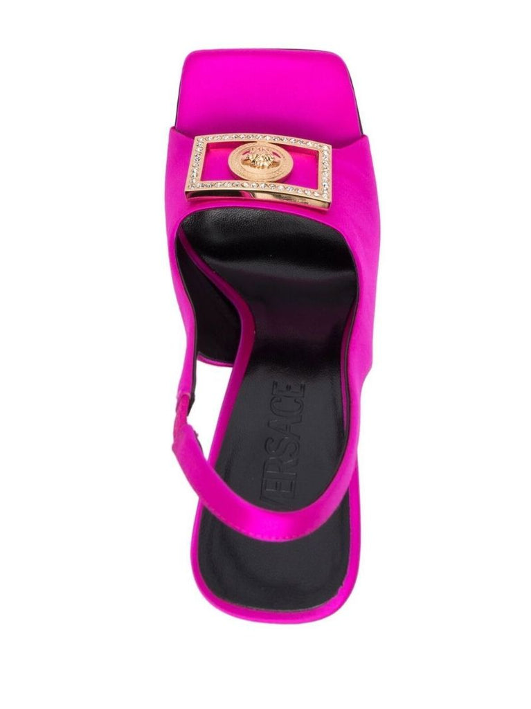 Pink Medusa 120 Satin Slingback Sandals