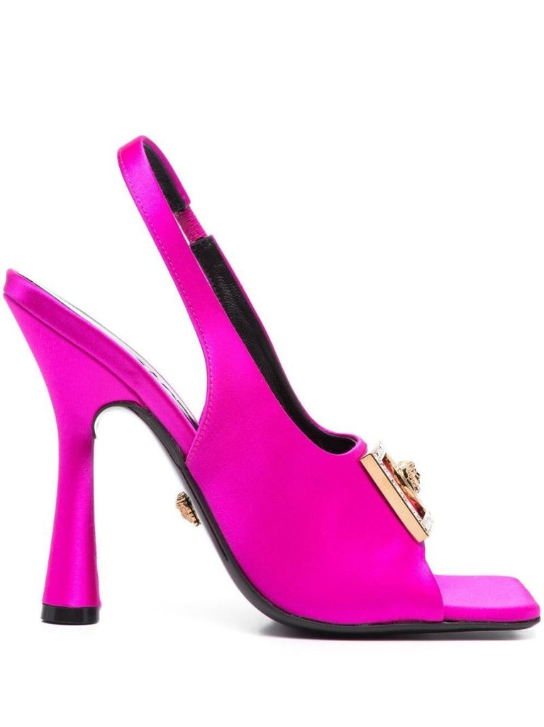 Pink Medusa 120 Satin Slingback Sandals