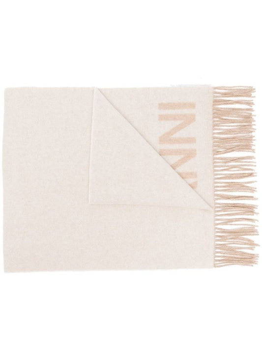 Neutral Logo Jacquard Wool Scarf