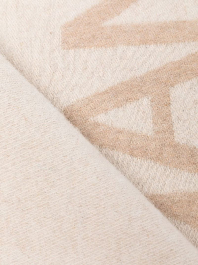 Neutral Logo Jacquard Wool Scarf