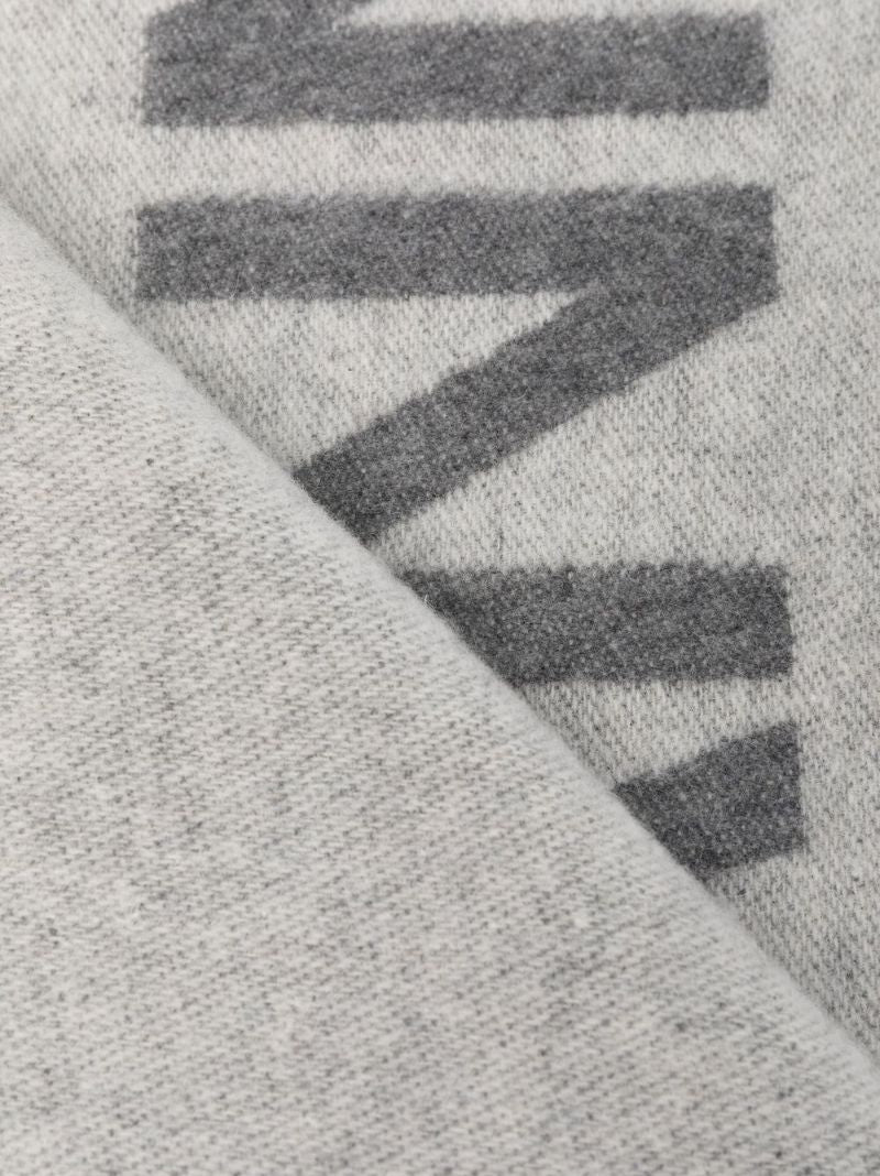 Grey Logo Jacquard Wool Scarf