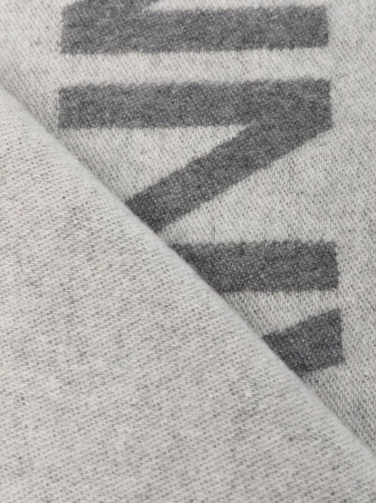 Grey Logo Jacquard Wool Scarf