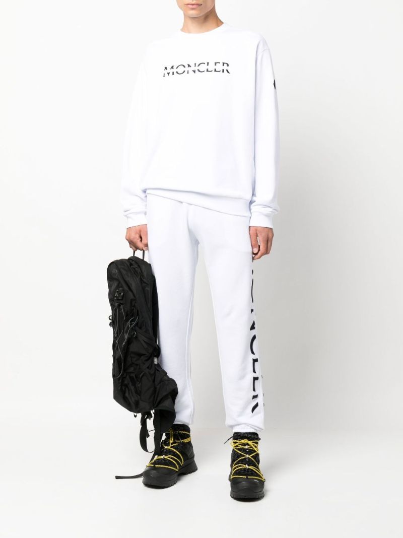 White Logo Embroidered Cotton Fleece Sweatshirt