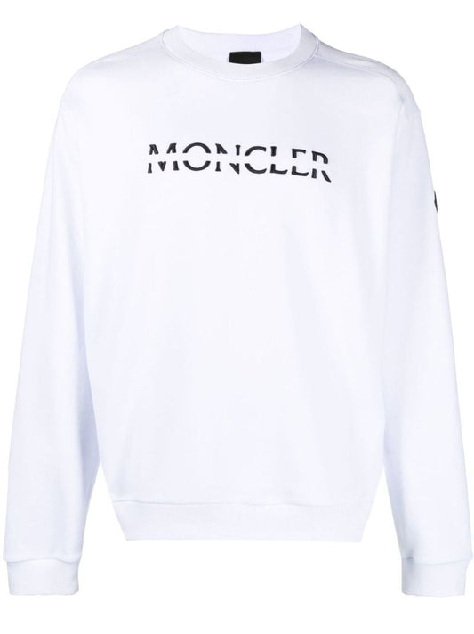 White Logo Embroidered Cotton Fleece Sweatshirt