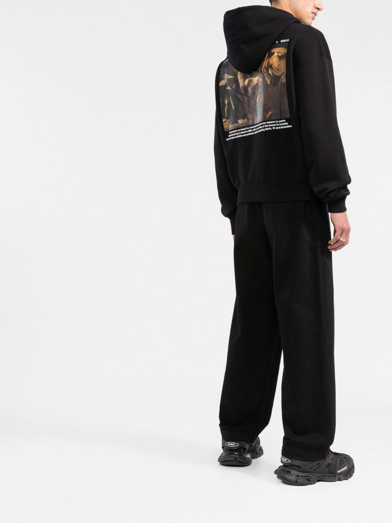 Black Caravaggio Crowning Over Print Hoodie