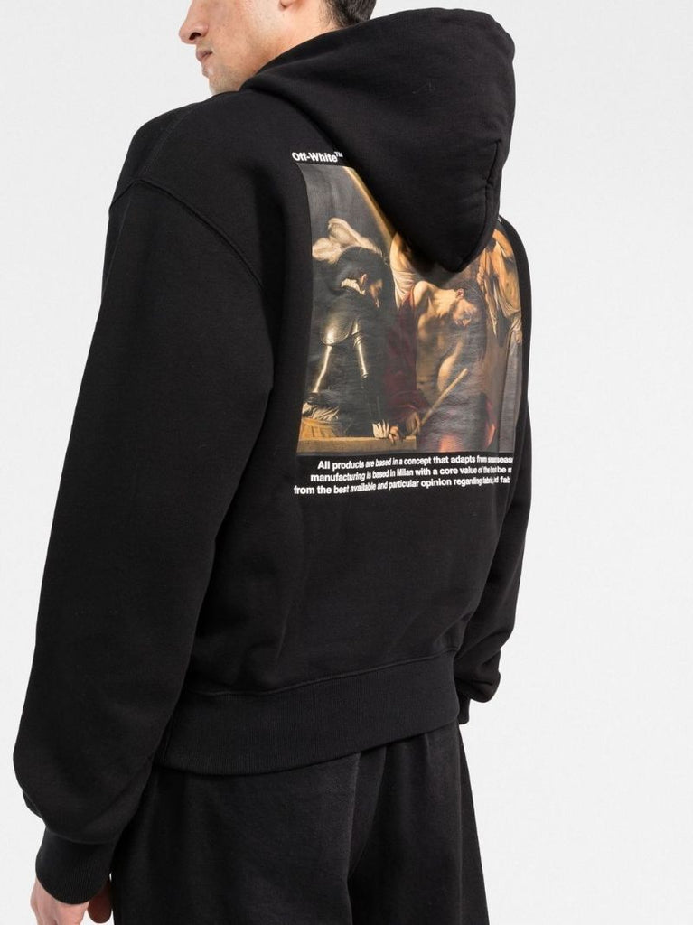 Black Caravaggio Crowning Over Print Hoodie