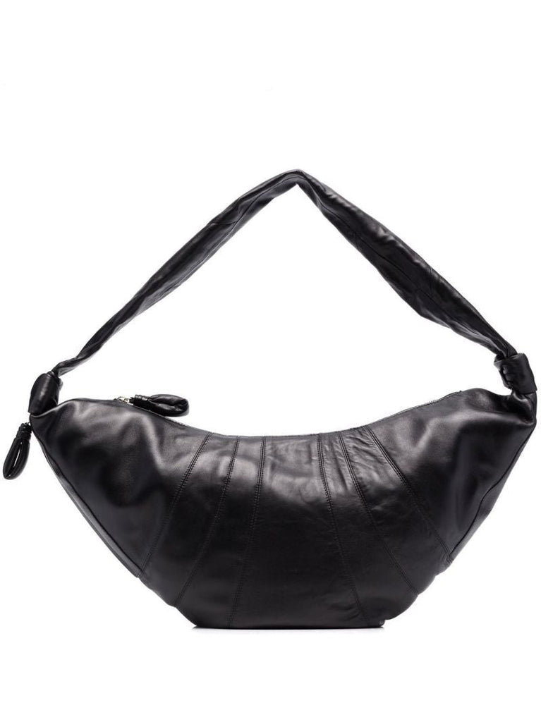 Black Croissant Large Leather Shoulder Bag