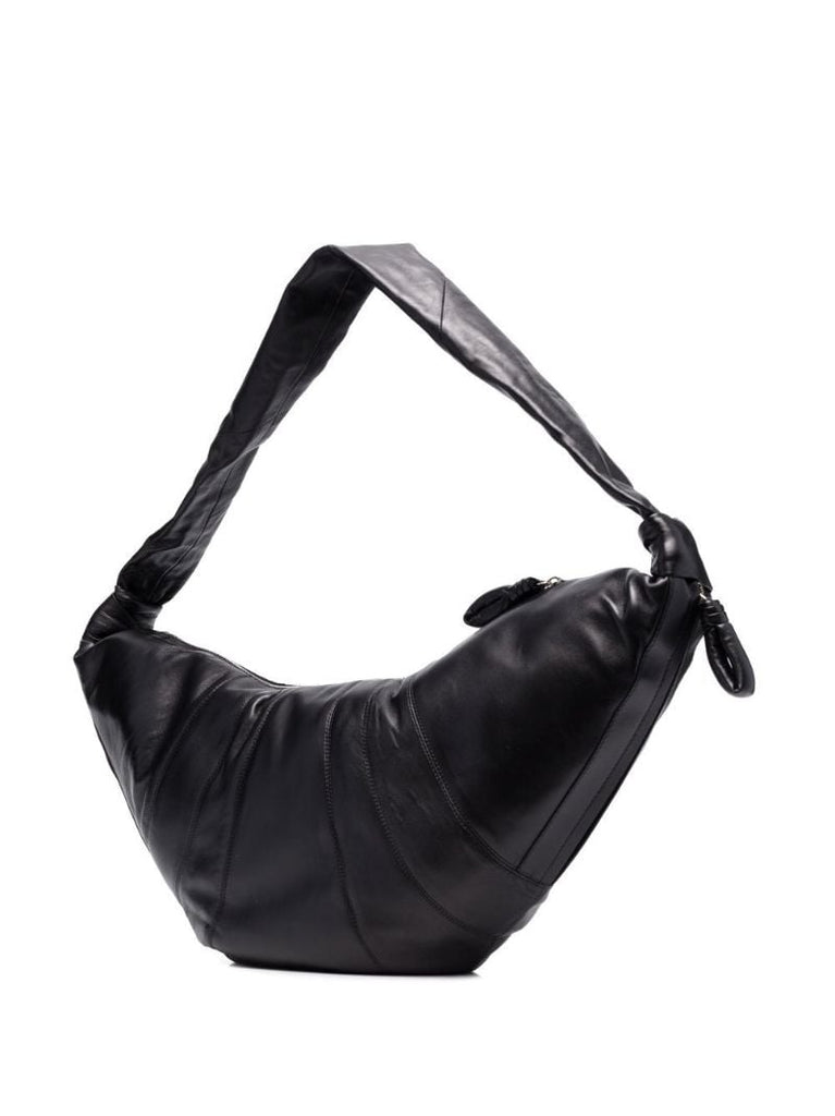 Black Croissant Large Leather Shoulder Bag