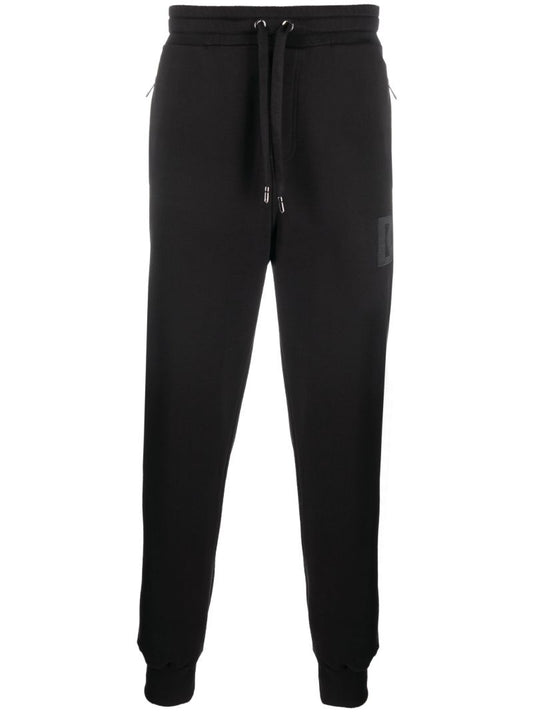 Black Logo Cotton Track Pants